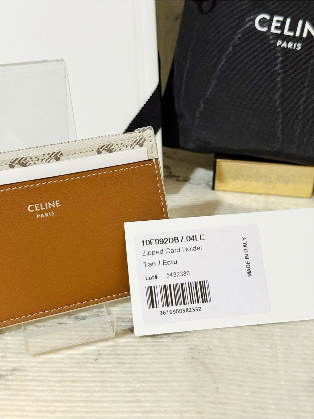 Celine Triomphe Canvas & Leather Zipped Card Holder Wallet